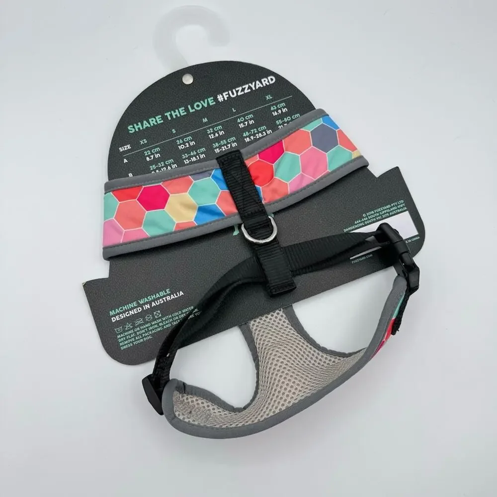 Fuzz Yard Grey Colorful Hexagon Print Adjustable Harness Dog’s Size Large